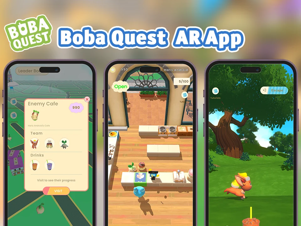BobaQuest AR App cross-platform adventure game art